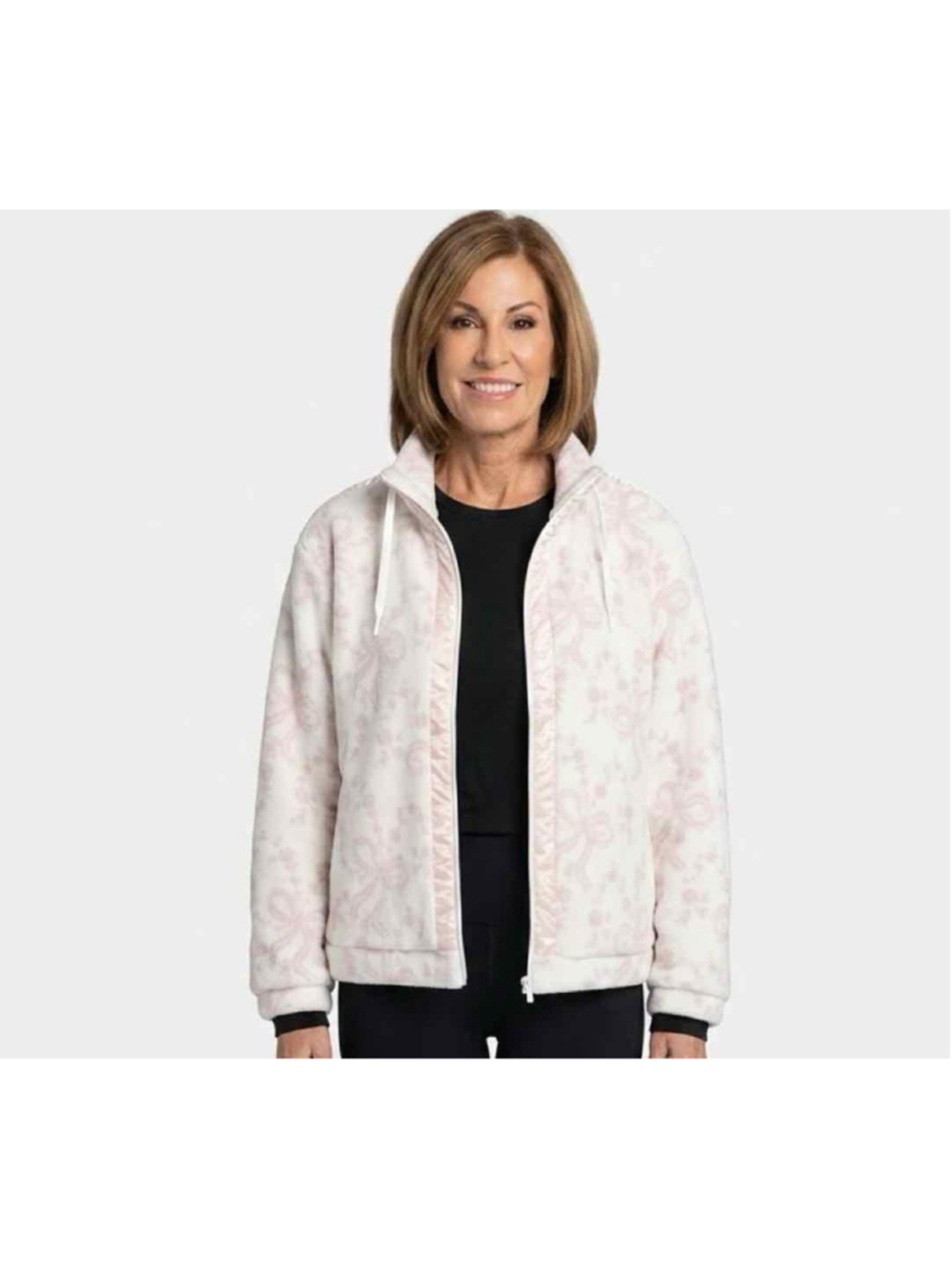 LoveShackFancy x BOGNER FIRE+ICE Ninetta3 Pink Ribbon Fleece Ski Jacket L NWT